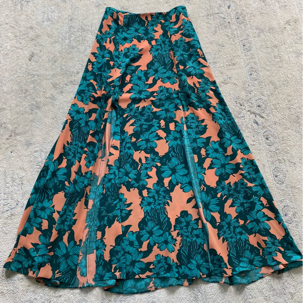 Maria Filo Tropical Floral Print Maxi Skirt Small Colorful Vibrant Beach Cruise
